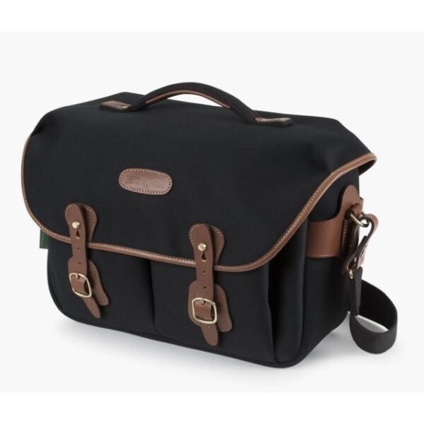 Billingham Hadley One Shoulder Bag, Black Canvas-Tan Trim