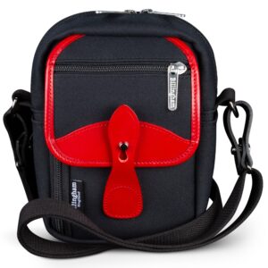 24118.jpg Billingham Compact Stowaway Camera Shoulder Bag, Black Fibrenyte-Red Trim