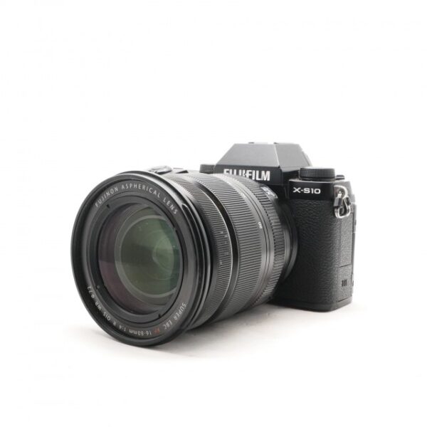 Used Fujifilm X-S10 Mirrorless Camera, Black with XF16-80mm f4 R OIS WR lens