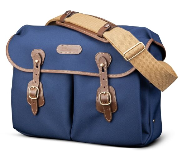 Billingham Icon Shoulder Bag, Navy Fibrenyte-Chocolate Trim