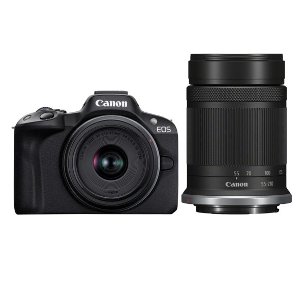 Canon EOS R50 Mirrorless Camera with RF-S 18-45mm and RF-S 55-210mm lenses